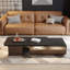 Table basse 69 po avec tiroirs de rangement, lumières à capteur et porte en verre Derozil