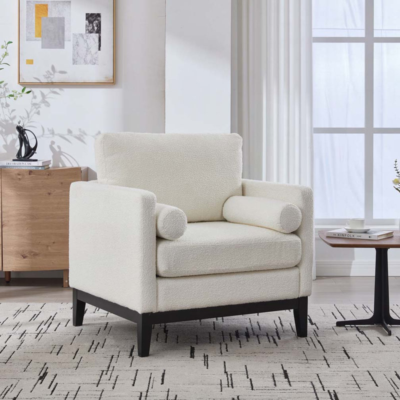 Fauteuil d'appoint 35,4 po, Ivoire ivoire, Noir
