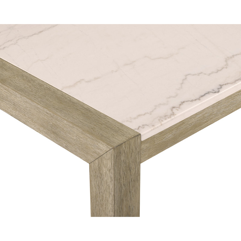 Ensemble de salle à manger de style contemporain avec table rectangulaire blanche et chaises rembourrées, 5