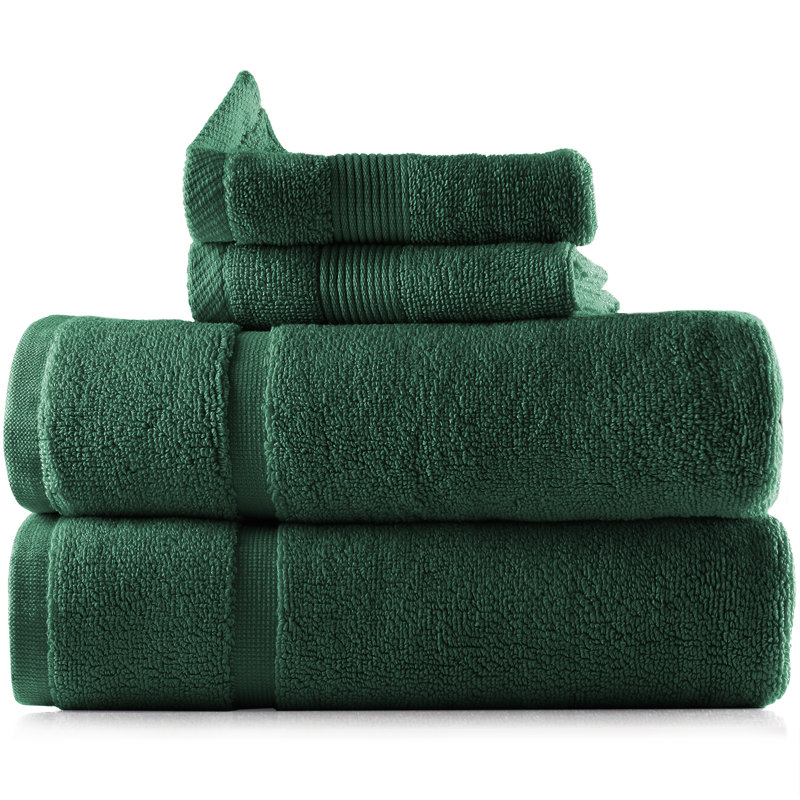 Danni-Leigh 6 Piece 100% Cotton Towel Set., Hunter Green, 4-pack Bath Set