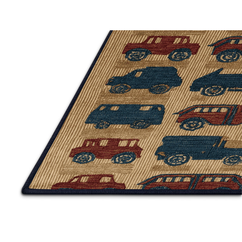 Machine Washable Transportation Purple Area Rug, Rectangle 5' x 8'