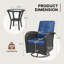 Ensemble de patio à bascule pivotant en osier 3 pièces avec table en verre à 2 niveaux et coussins de 4 po-130917956