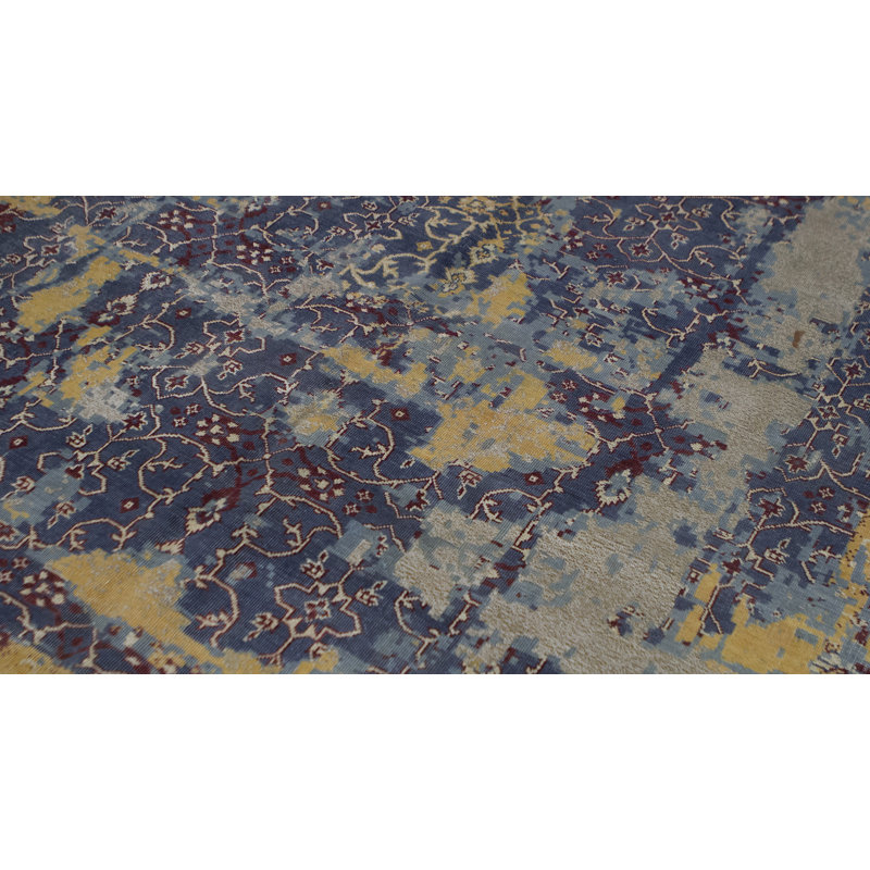 Kendale Abstract Area Rug in Dark Blue/Yellow/Brown