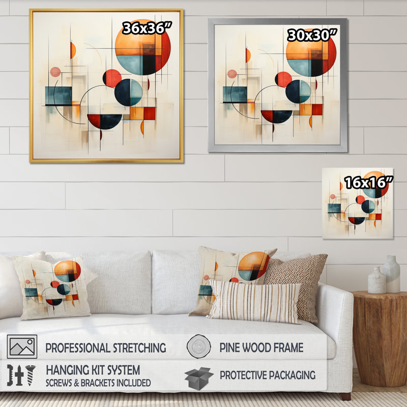 " Colorful Mid Century Geometry Patchwork IV ", Wrapped Canvas, 16" H x 16" W x 1" D