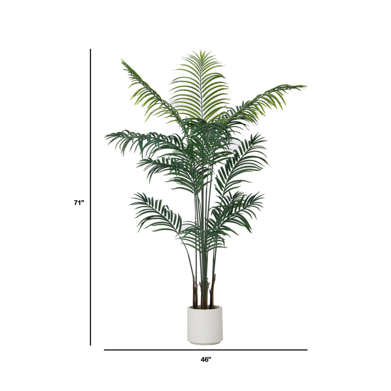 71" Artificial Faux Palm Tree in a Resin Planter | Fake  Palm Tree in a Modern Planter
