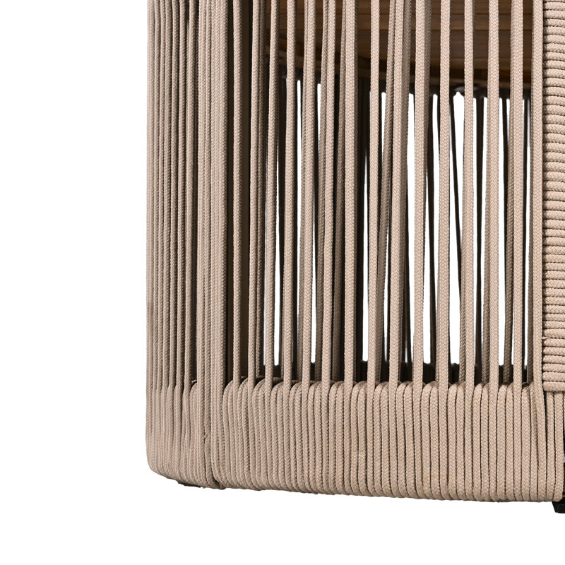 Rustique, bois, corde, table basse, structure stable, hauteur d'assemblage facile de 14,11 po,, Teck / beige