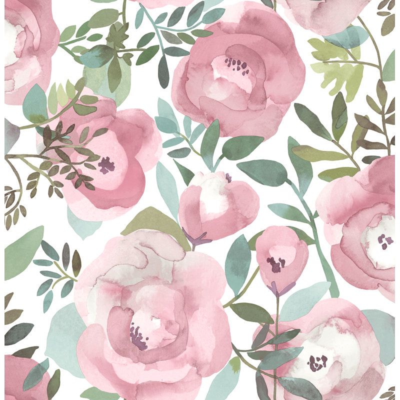 Zenia 10.06m x 52.07cm Semi-Gloss Wallpaper Roll, Pink