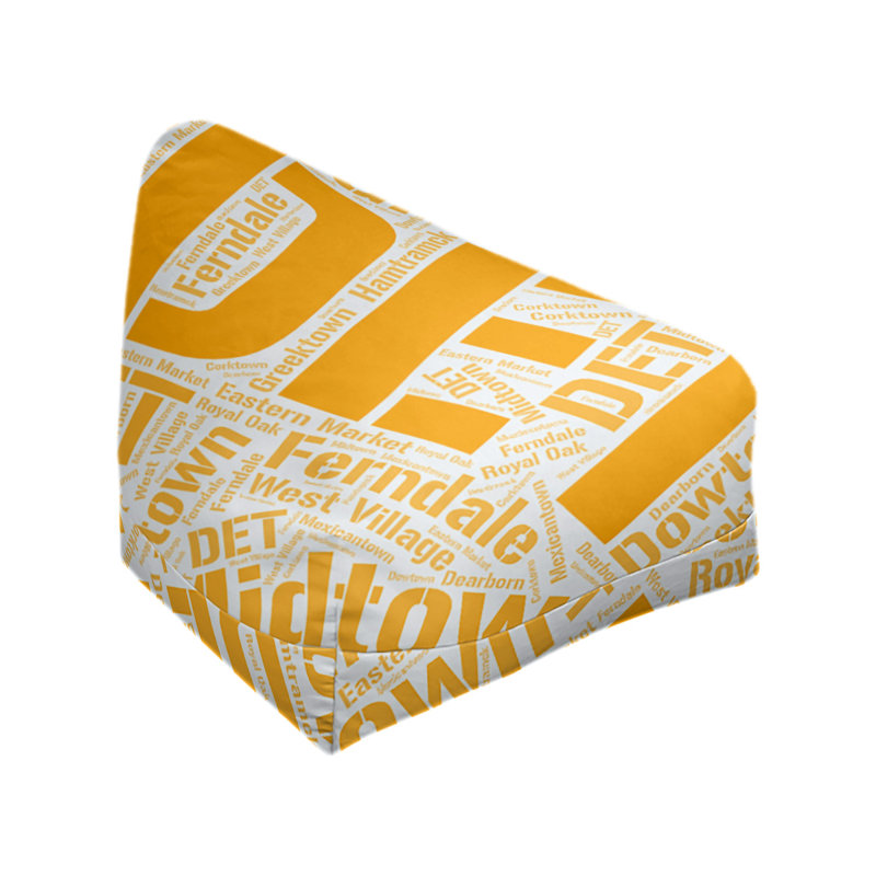 Classic Bean Bag, 42" H x 38" W x 29" D, Orange Polyester Blend, Detroit