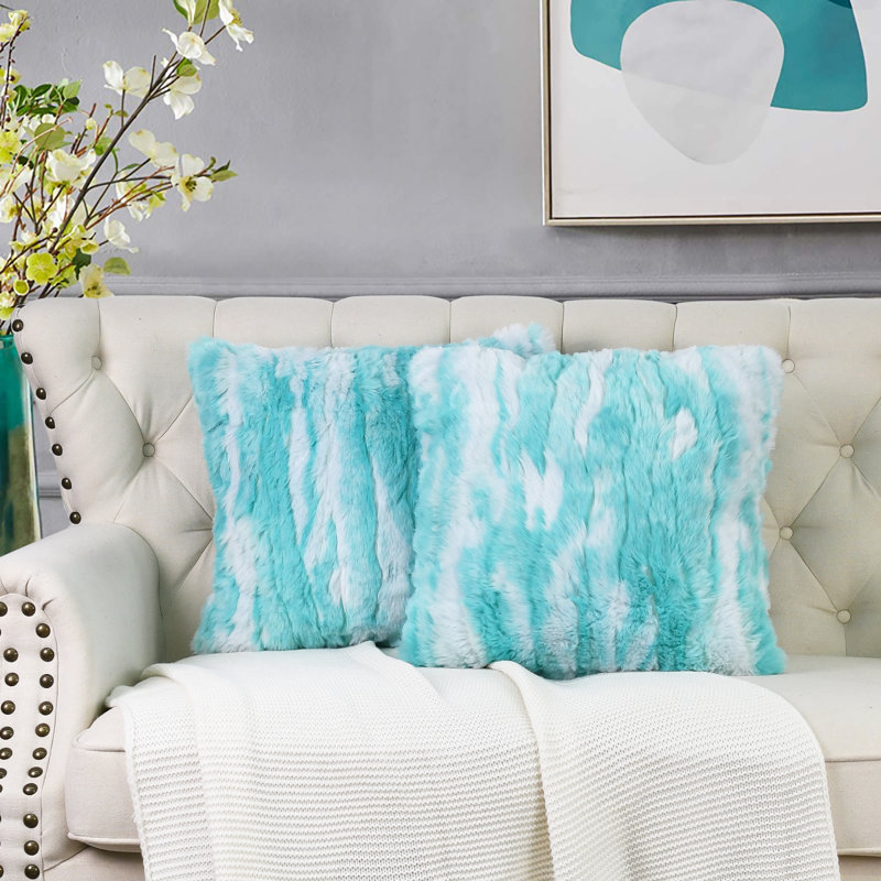 Abstract Square Cushion Cover, 50.8cm x 50.8cm, Blue Turquoise