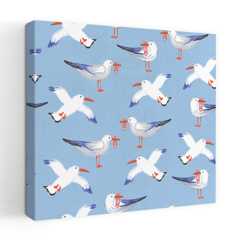 Motif d'oiseaux côtiers II, mouette, art côtier, H 32 po x l 32 po