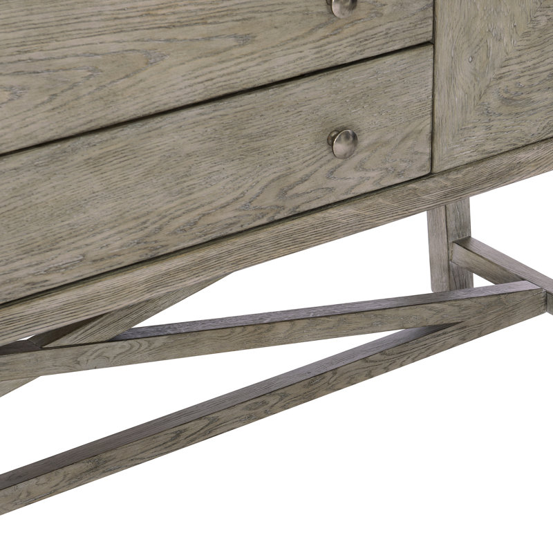 Albion Transitional 64'' Gray Knotty Oak Sideboard with X-Stretcher Base