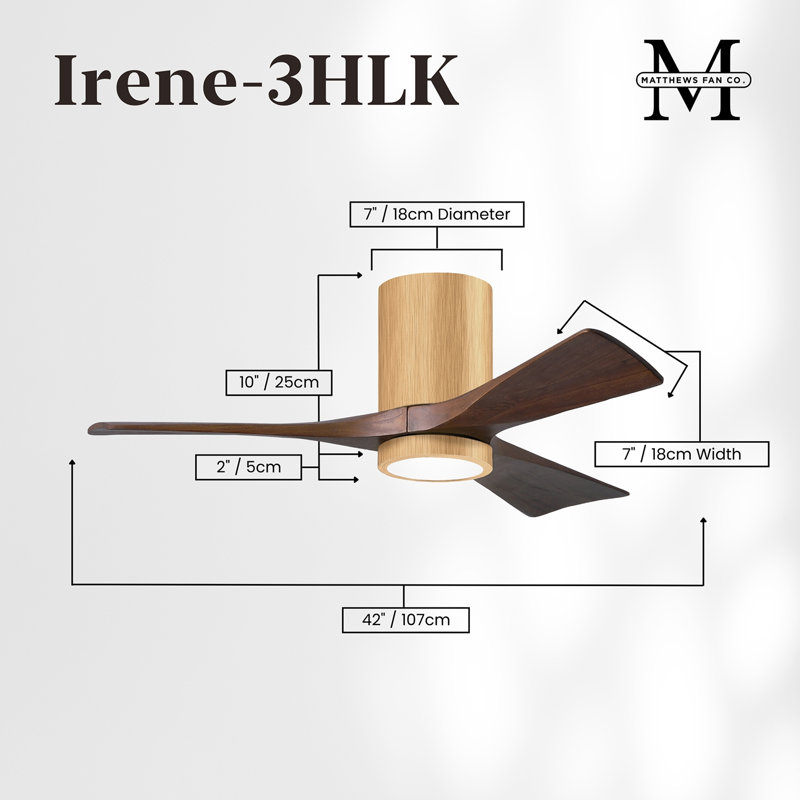 Irene LED Ceiling Fan, Walnut, Light Maple, 42"