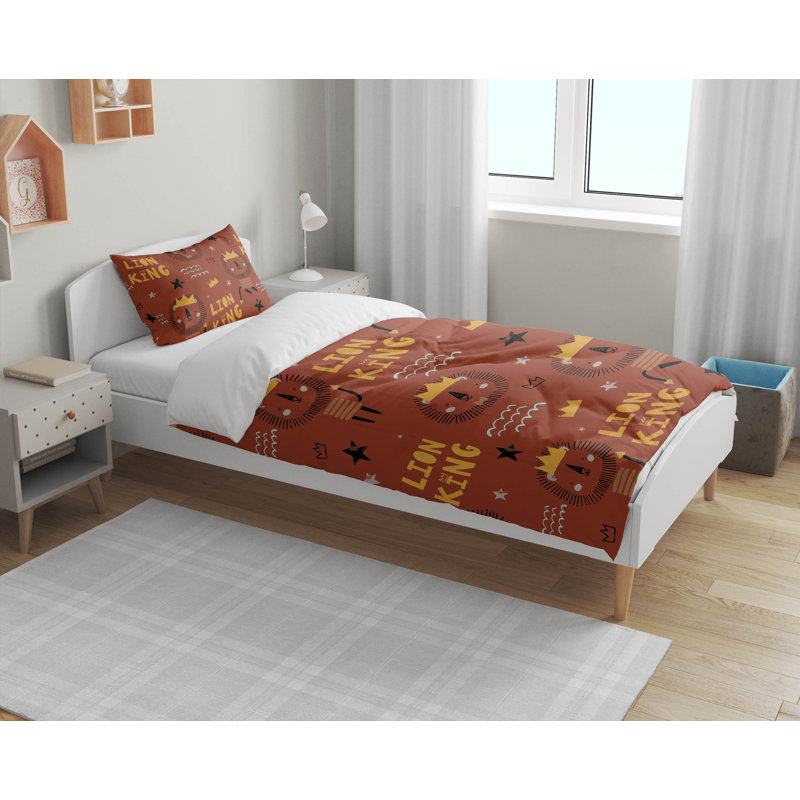 King Lion Decorative Lightweight Comforter Set, Red Animal Print