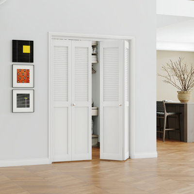 Louvered Folding Door - Modern Design With Hardware & Door Handle and Lock