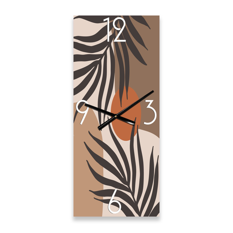 Horloge murale moderne lune et soleil en tons de terre cuite III, Grand