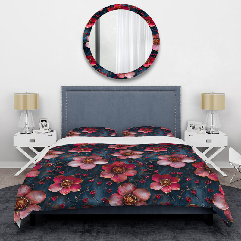 Ensemble de housse de couette Pink Floral Fantasy Gardens - Modern, Housse de couette très grand et 2 très grandes t