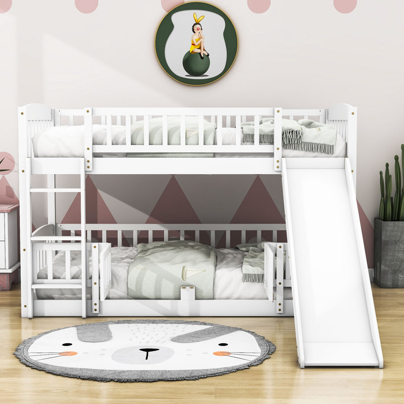 Gentjana Standard Bunk Bed by Harriet Bee, White, Twin over Twin