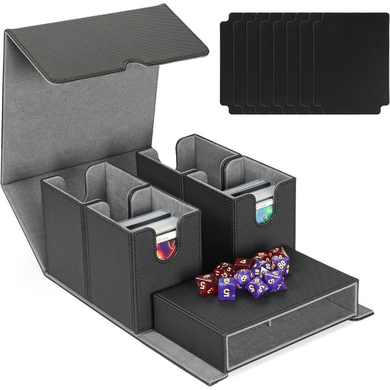 Deck Box With Dice Tray, 5 In 1 Commander Deck Box Fits 840+...