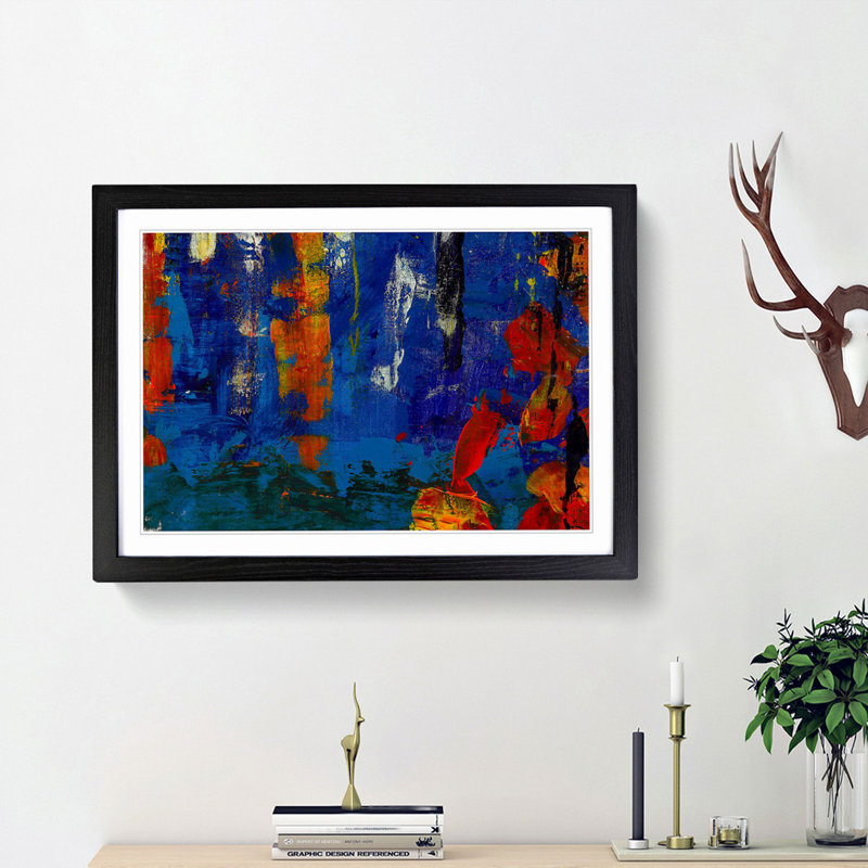 Abstract Art Painting Vol.46 by S.Johnson - Picture Frame Painting Print, 36cm H x 48cm W x 2cm D, Black Framed