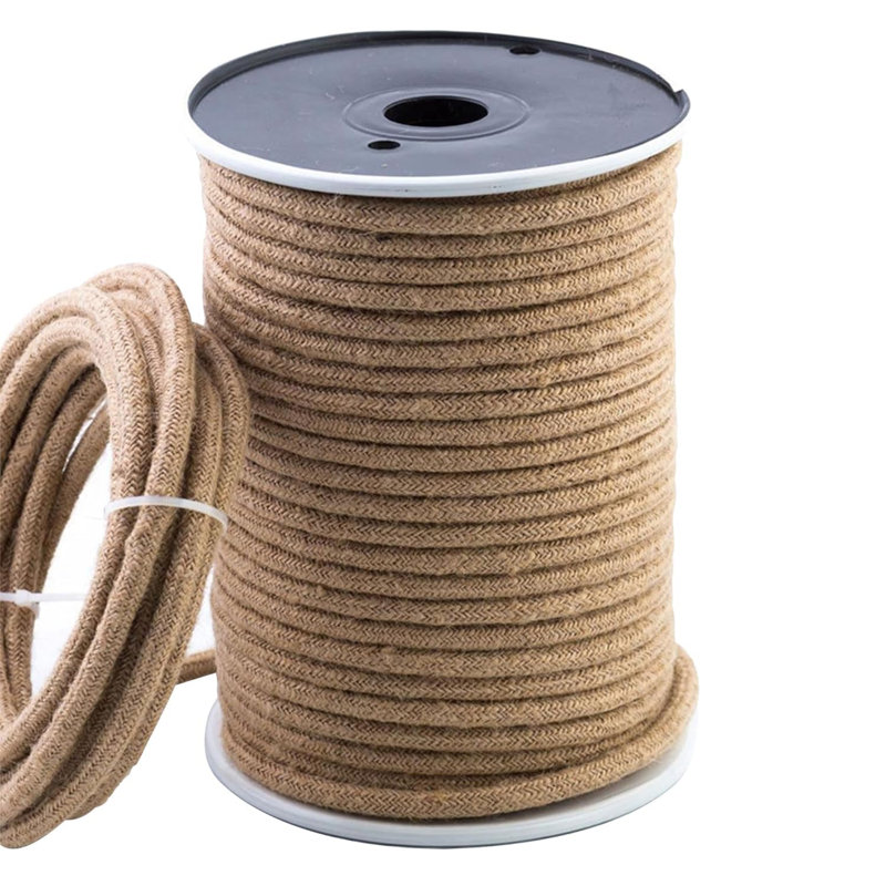 5m 2 Core Round Fabric Electrical Cable Braided Flex Cord for Lightning Lamp and DIY Projects, Hemp