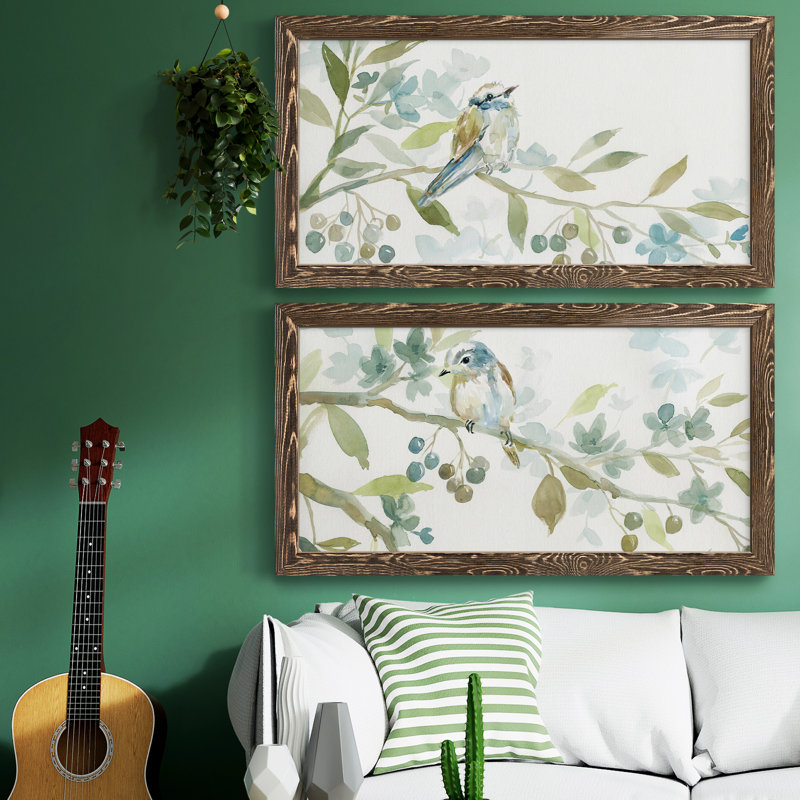 Début du printemps I - ensemble de 2 reproductions d'art sur toile encadrées, Noyer