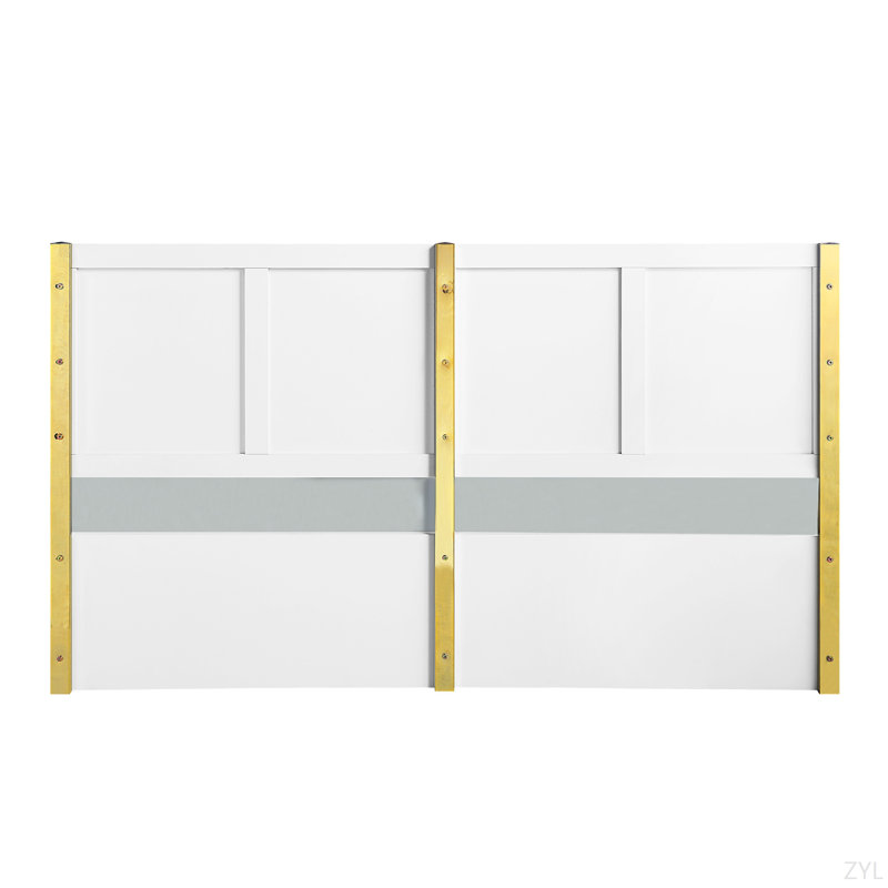 Gaines White High Gloss Finish Bed, Gloss White, Queen