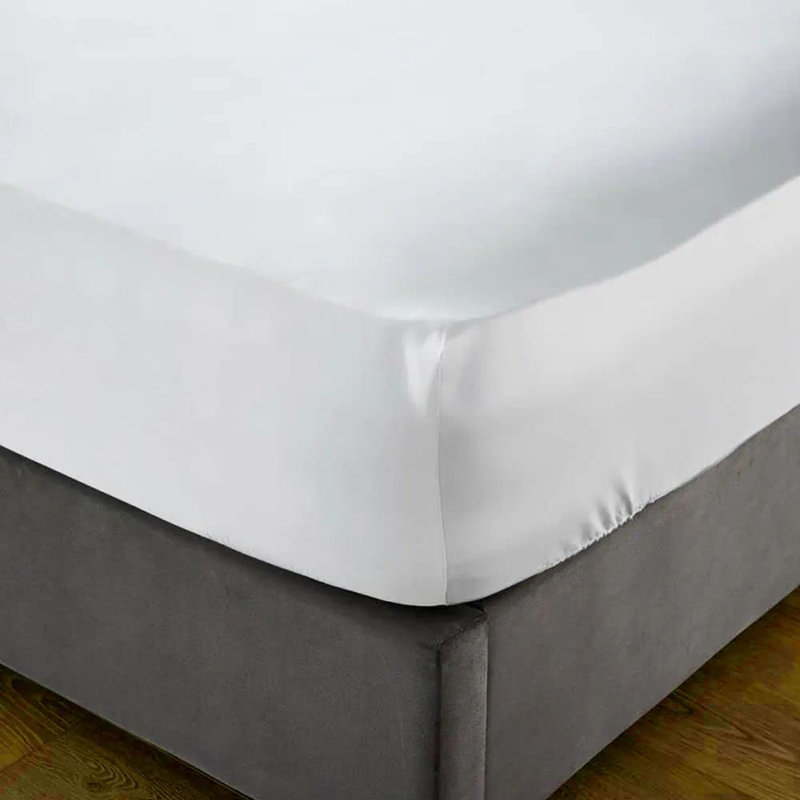 Aurelian 100% Cotton Percale Fitted Sheet, King, White