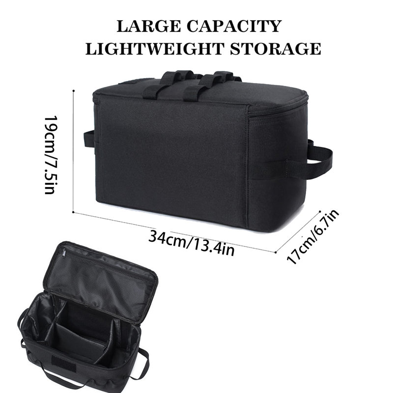 11L Camping Organizer, 600D Heavy Duty Camping Storage For Camping Cooking Utensils And Camping Cookware, With Hard Bottom, Camping Bag With Zippered Lid For RV, Hiking