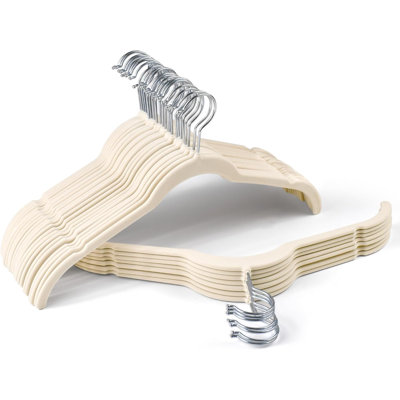 Velvet Hangers 30 Pack, Non-Slip Slim Felt Clothes Hangers Beige