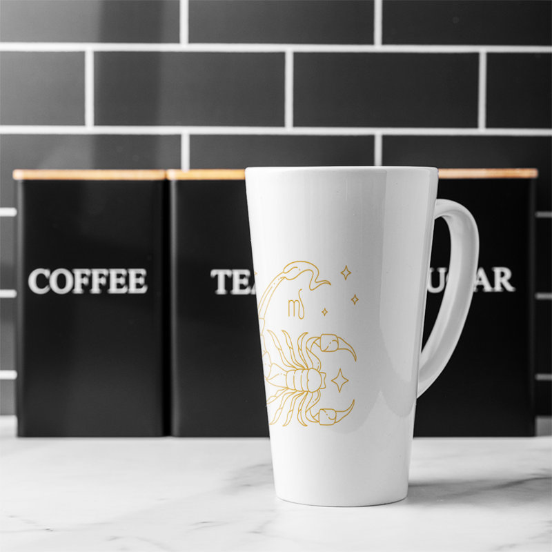 Zodiac Scorpio Horoscope In White Dining Latte Mug