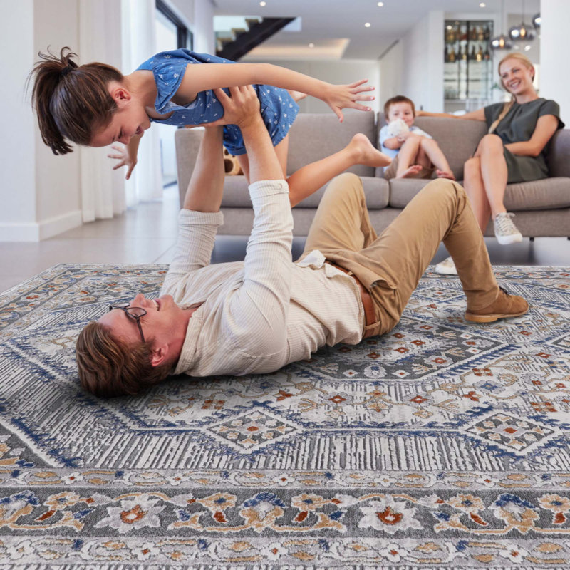 Bordered Non-Shedding Living Room Bedroom Dining Home Office Stylish And Stain Resistant Area Rug, Rectangle 7'9" x 10'