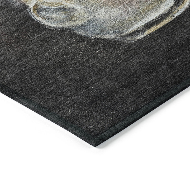 Machine Washable Indoor/Outdoor Xhevrie Ivory Rug, Rectangle 3' x 5'