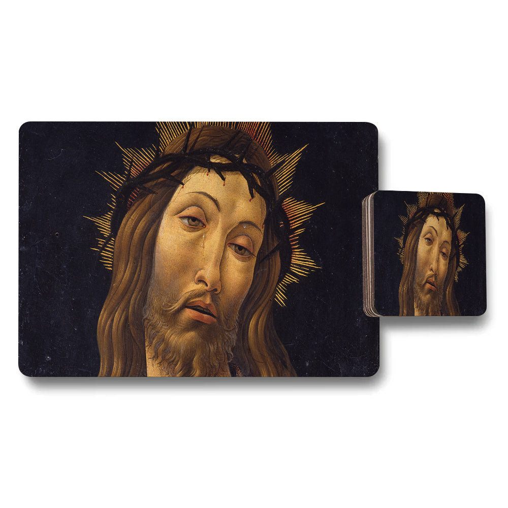 Jesus Christ Portrait Placemat And Coaster Set For Table Decor