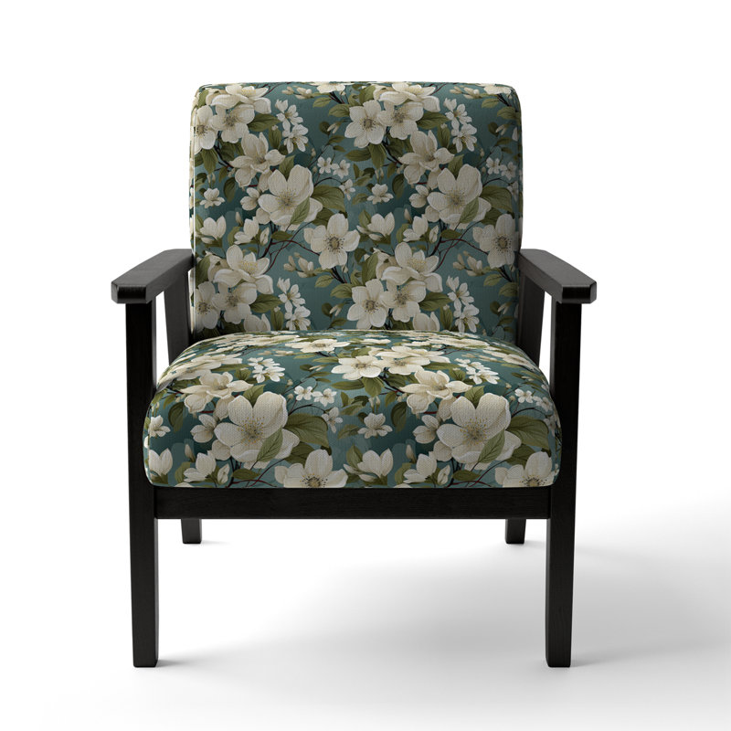 Chaise d'appoint florale Cobalt, Belle orchidée grise et blanche en fleurs III