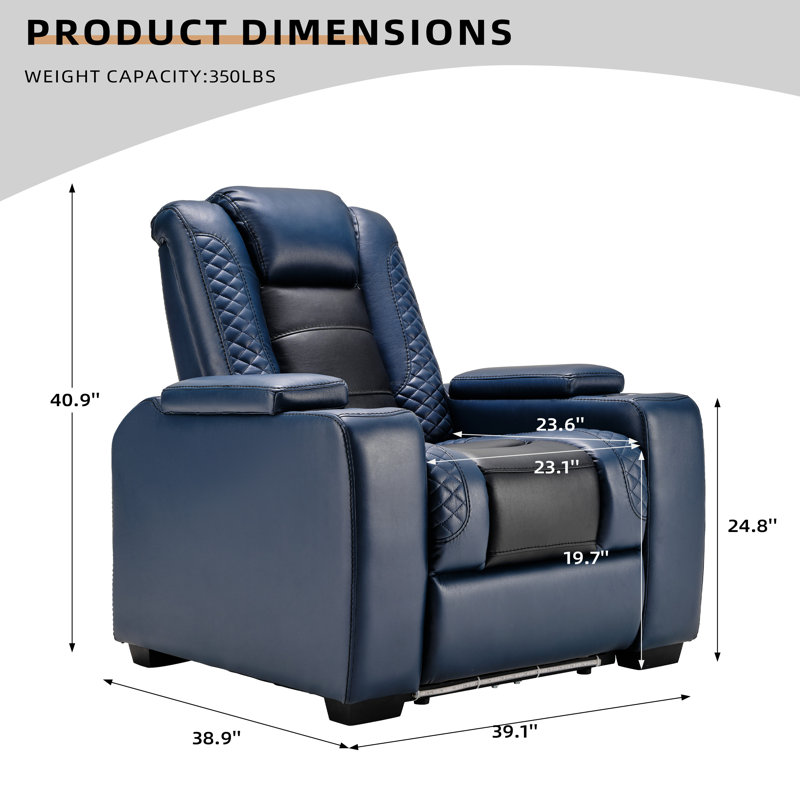  Fauteuil de cinéma maison inclinable électrique 39 po avec porte-gobelet DEL et appui-tête réglable 39 po USB (ensemble de 2)