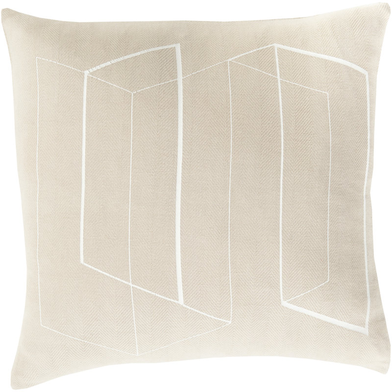 Geometric Cotton Pillow Cover, Blue\Neutral, 22" H x 22" W x 0.25" D