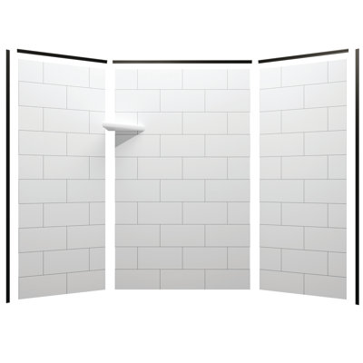 Flexstone Flexstyle 60"W X 36"D X 80"H White/Gray Block Shower Wall Surround With Trim (3-Piece)