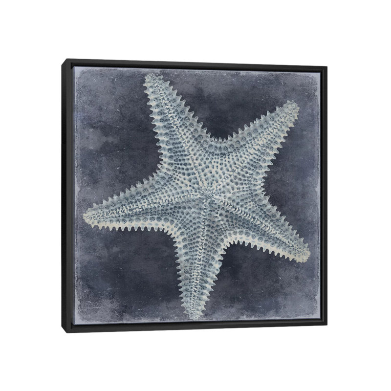 «Ocean Blue I», impression sur toile, H 18 po x l 18 po x P 1,5 po, Toile encadrée noire, Pas de tapis