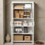 Armoire de cuisine autoportante avec portes en verre et tablettes réglables, armoire de rangement à 5 niveaux pour la salle à manger et le salon