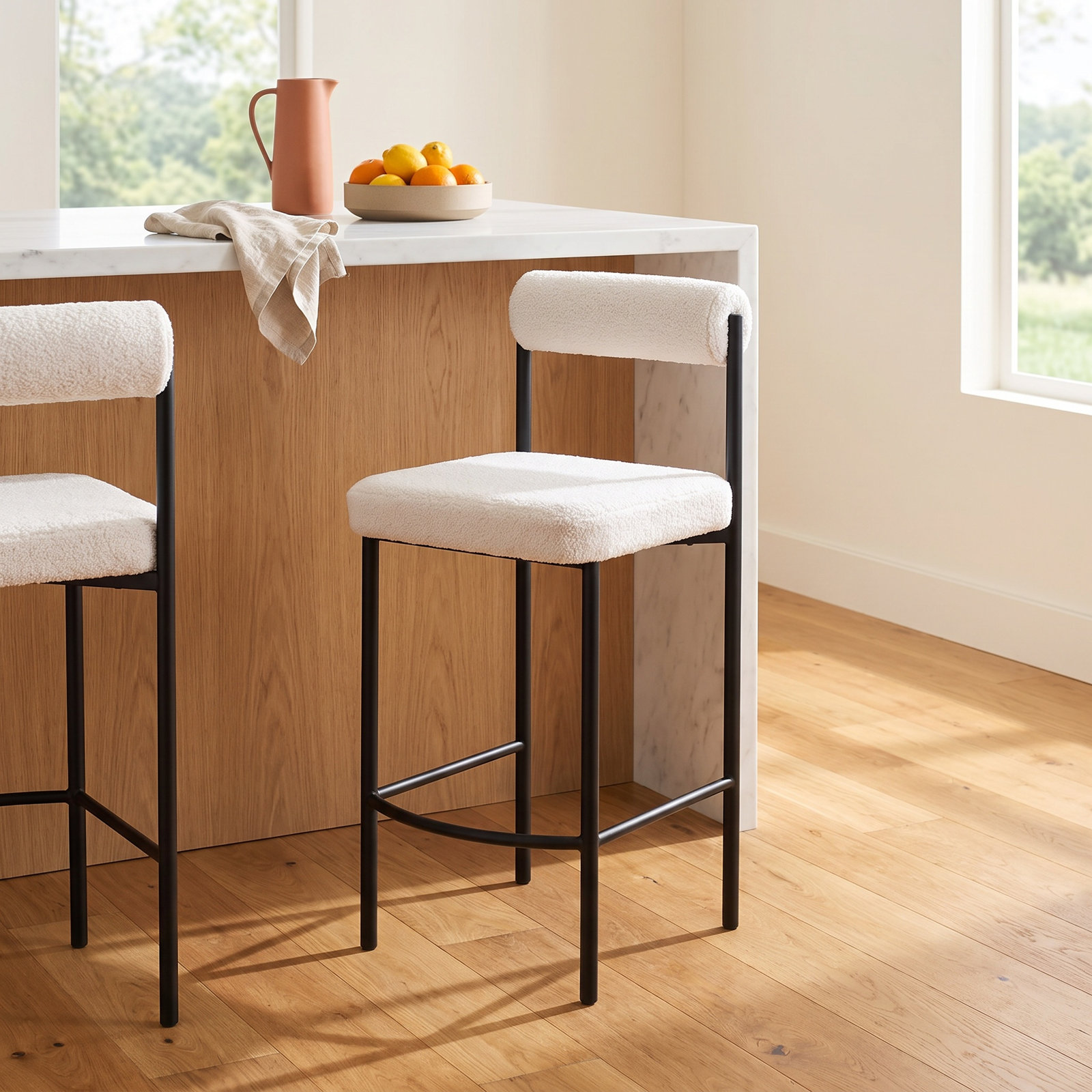 Livorno Bar and Counter Stool, Counter Stool (26" Seat Height), White, Black