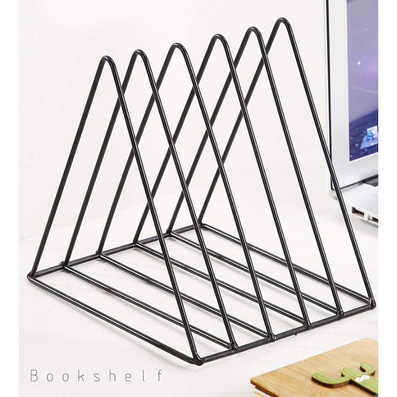 Support de dossier triangulaire, porte-disques en vinyle à 5 fentes, support de journal, accessoires de photographie pour bureau à domicile, 1 pièce (noir)