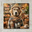 «Hipster Dog - Golden Retriever» par Rey Klimt, art mural en verre acrylique-1544835612