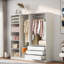 Armoire sans porte en bois avec 6 compartiments spacieux, tiges suspendues et 3 tiroirs-531673138