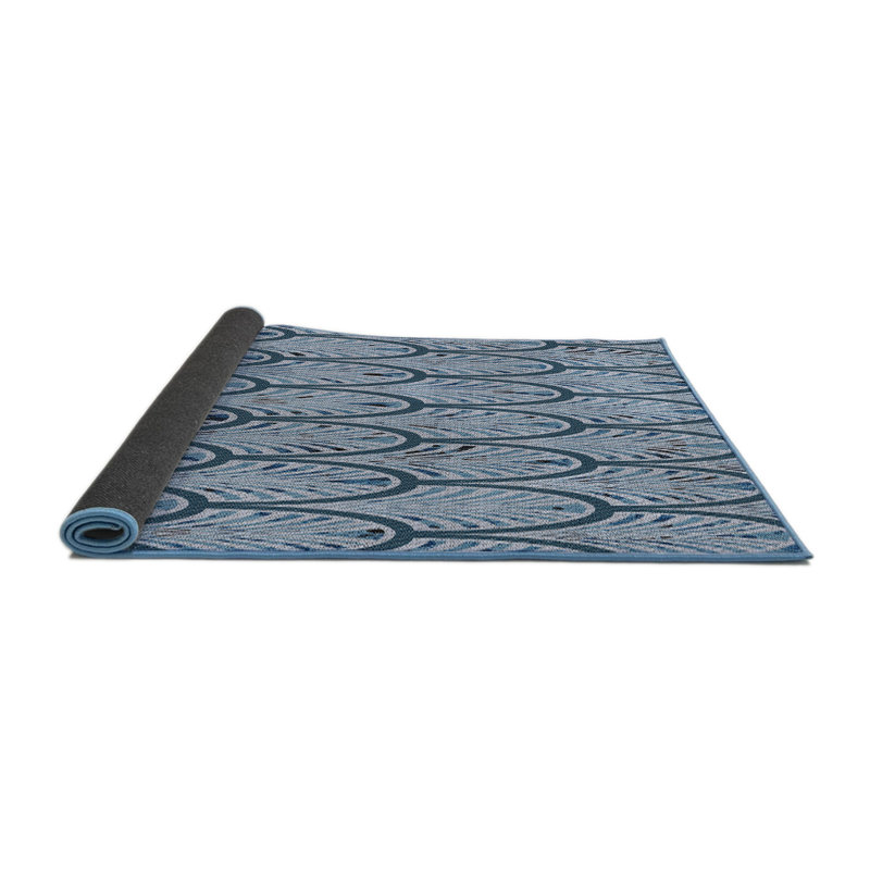 Tapis bleu à motif géométrique, Carré 6 pi