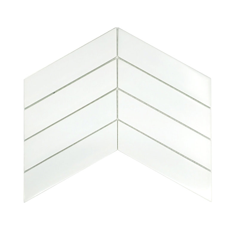 Concept™ 8" x 12" Glass Herringbone Mosaic Wall & Floor Tile, White