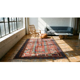 Antique Caucasian Tribal Geometric Key Hole Design Medallion Kazak Rug