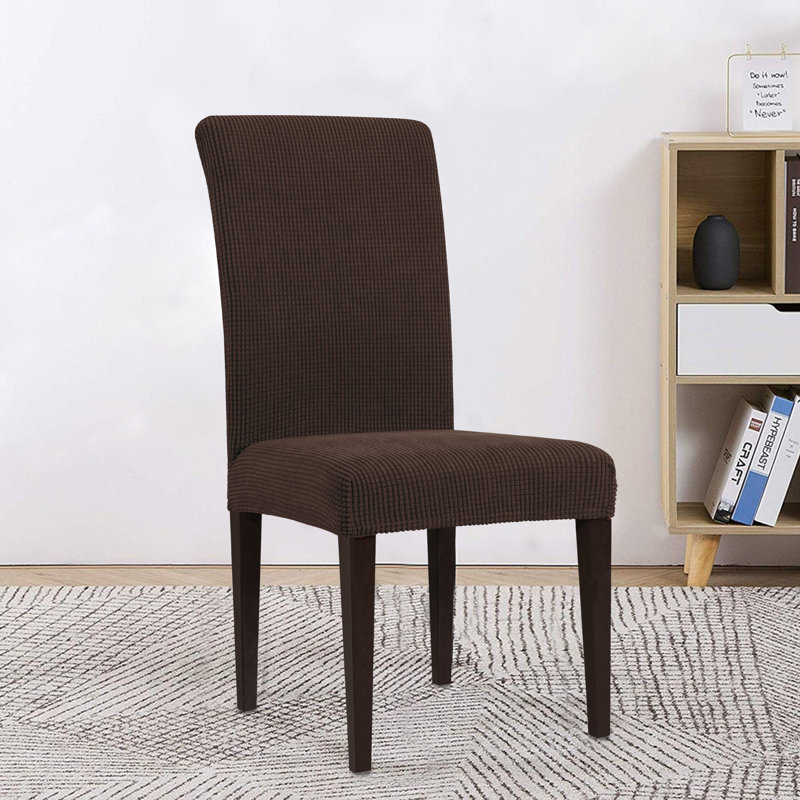 Soft Stretchy Box Cushion Dining Chair Slipcover, Dark Brown