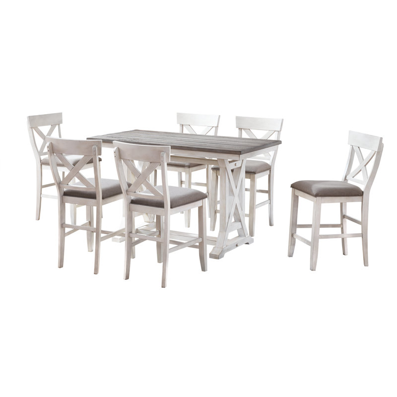 Daker 6 - Person Trestle Dining Set, Cream/Brown