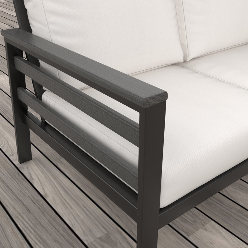 Ensemble de conversation d'extérieur 6 pièces avec coussins Sunbrella® Townsend, Tissu naturel Sunbrella®, Gris