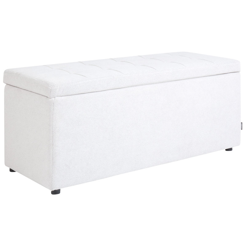 Rabecka Polyester Upholstered Storage Bench, Off White